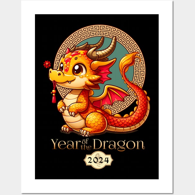 Chinese new year of the dragon 2024 Wall Art by BrisaArtPrints